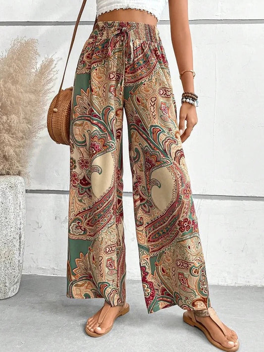 Bessie - Pants with digital print and high waist