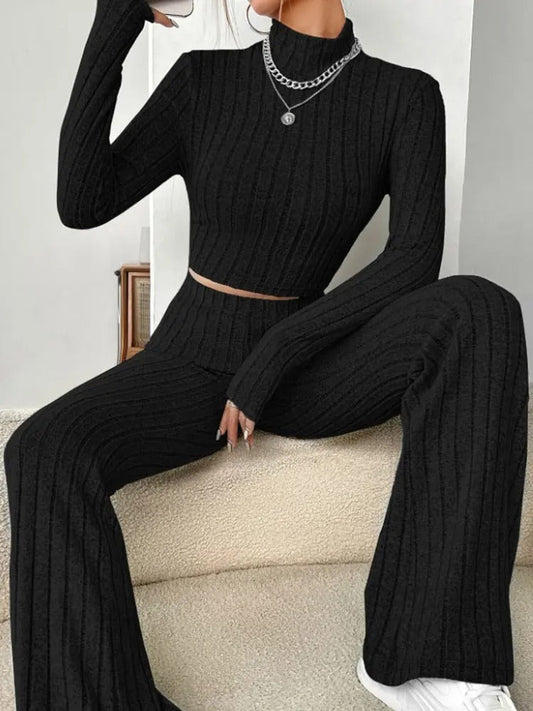 Lena - Women's Two Piece Knit Set with Long Sleeve Top and Pants