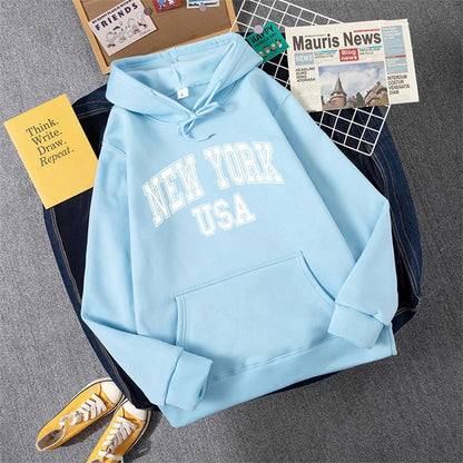 Jess | Sweatshirt With Hooded Fleece Print New York Usa For Women