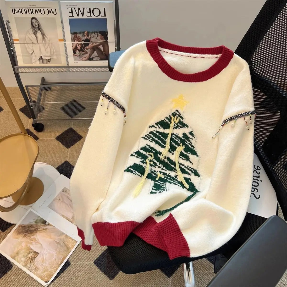 Viviana - Women's Christmas sweater with stylish Christmas tree design