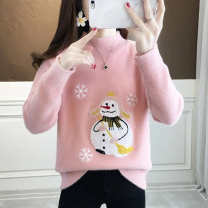 Vera - Women's sweater with snowman motif