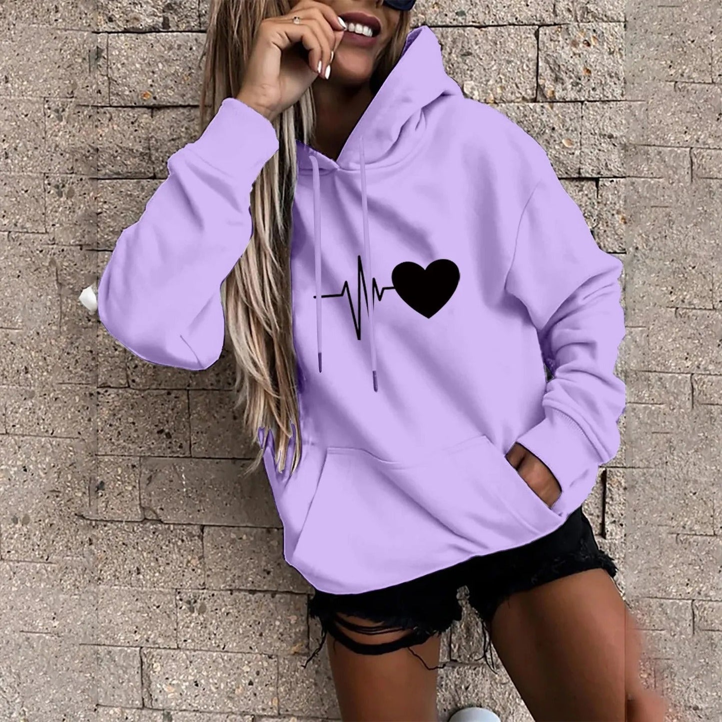 Jess | Sweatshirt With Heart And Beat Print For Women