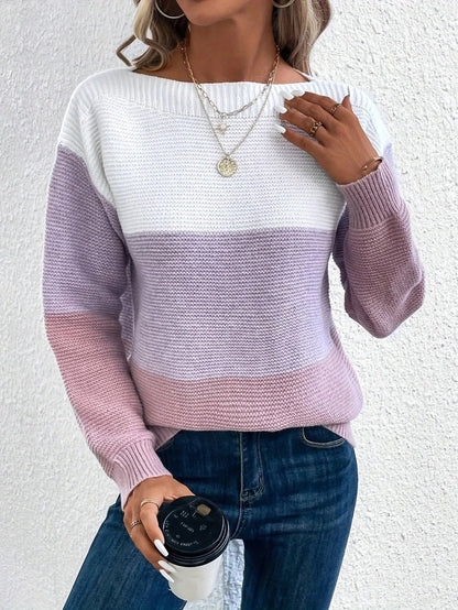 Isabella - Elegant women's patchwork sweater for fall and winter