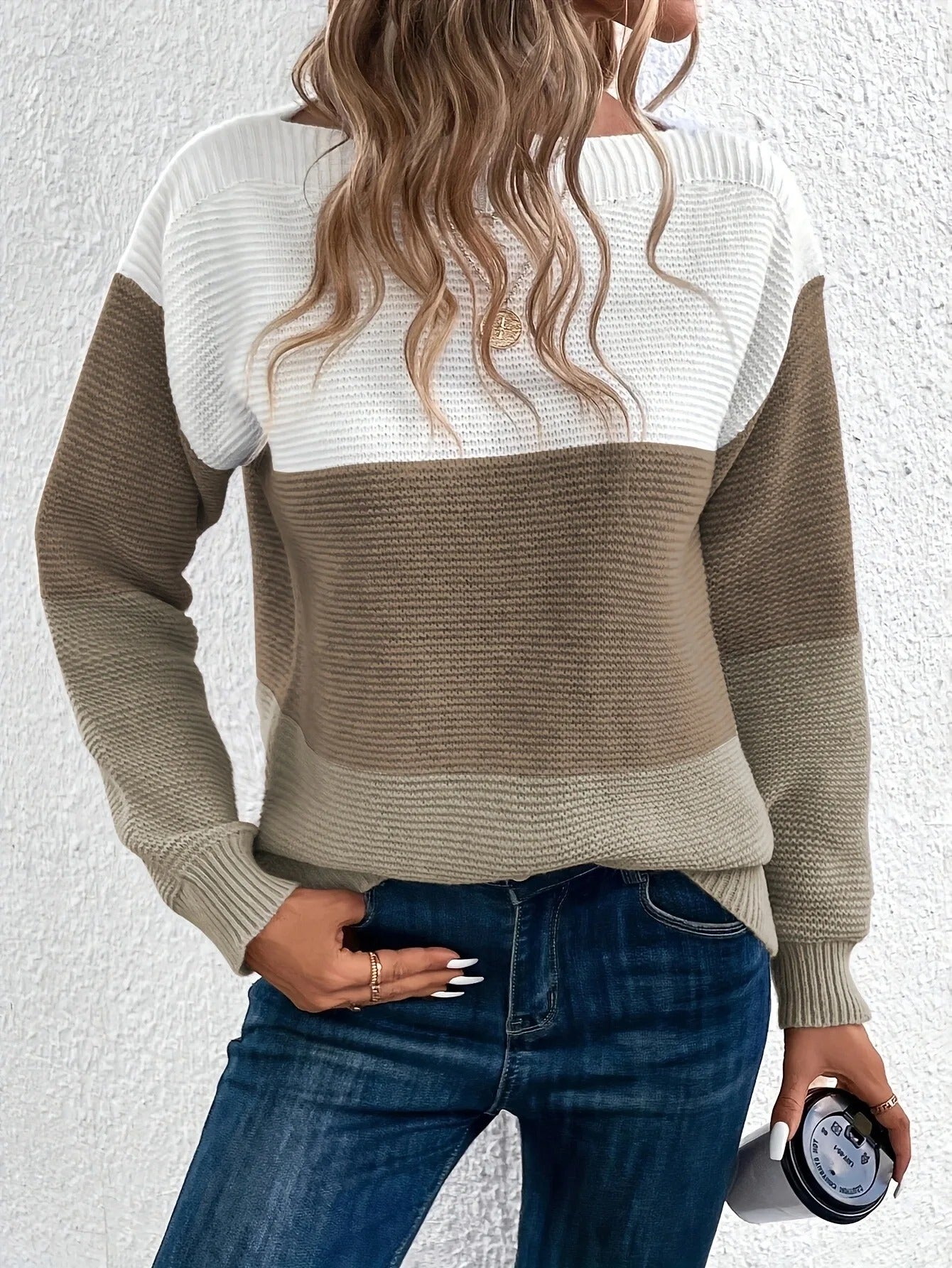 Isabella - Elegant women's patchwork sweater for fall and winter