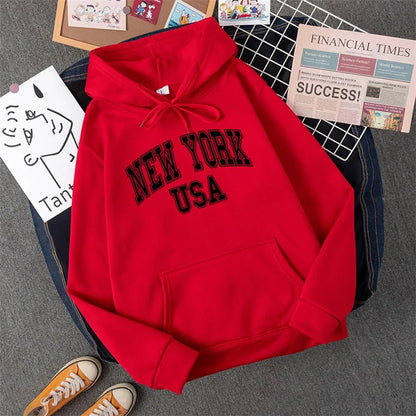 Jess | Sweatshirt With Hooded Fleece Print New York Usa For Women