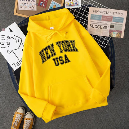 Jess | Sweatshirt With Hooded Fleece Print New York Usa For Women