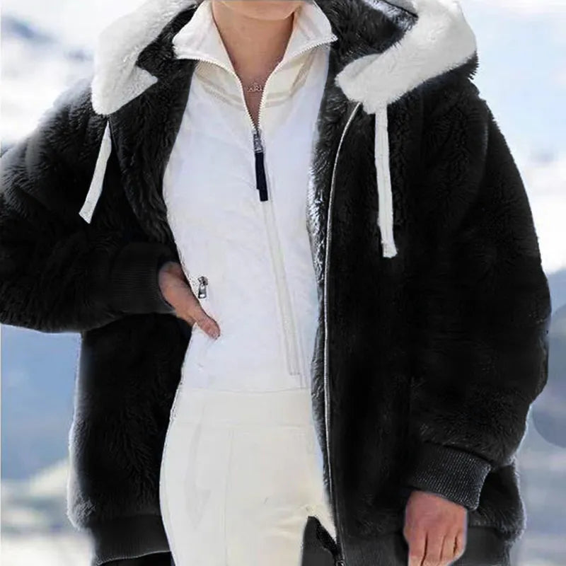 Women's fluffy stylish coat