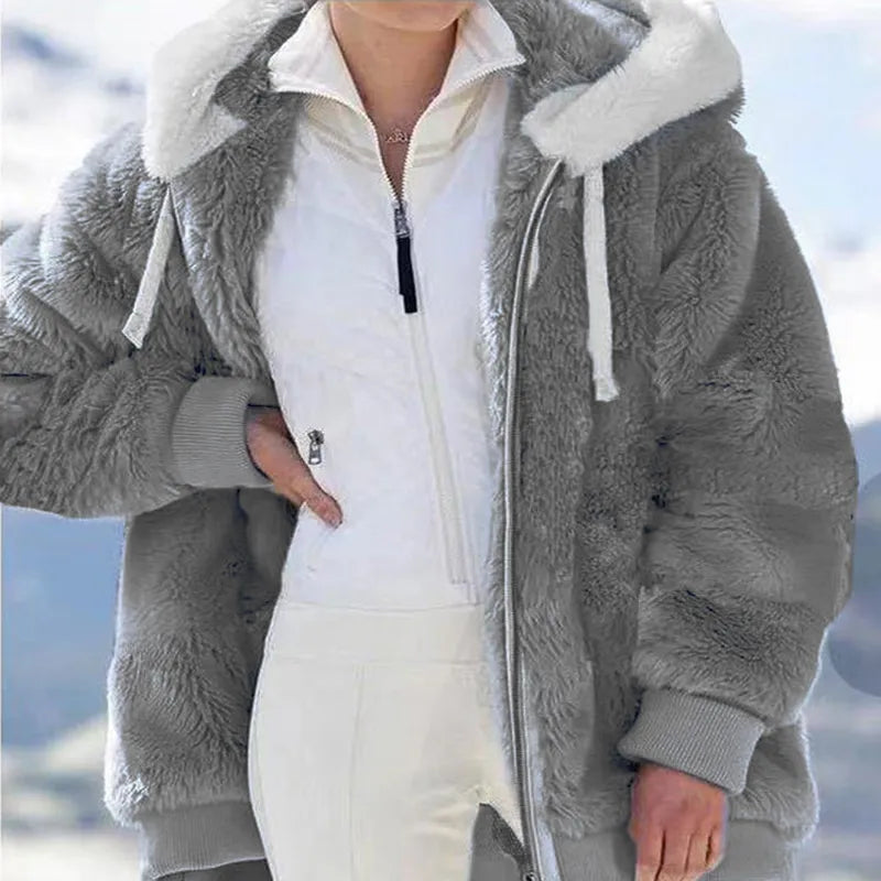 Women's fluffy stylish coat