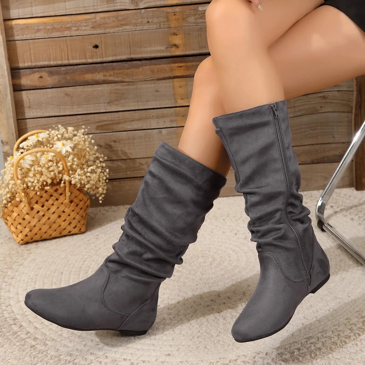 Roswitha Boots | High Boots with Flat Sole