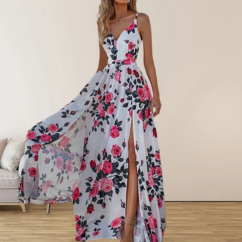 Flora - Printed dress with V-neckline