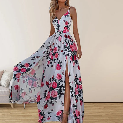 Flora - Printed dress with V-neckline