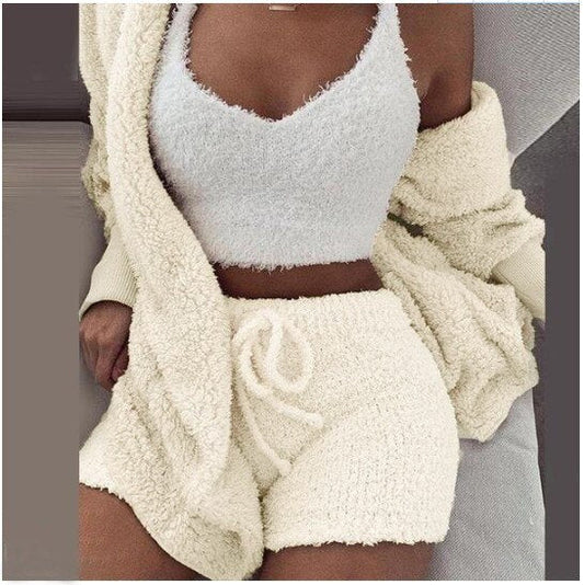 Fluffy Pajama Set for Women | 3-Piece Winter Loungewear