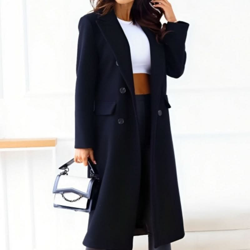 Sophisticated coat with double button closure for women