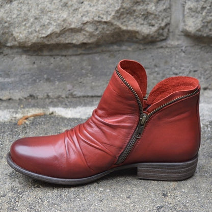 Vianne™ - Leather ankle boots with zipper closure