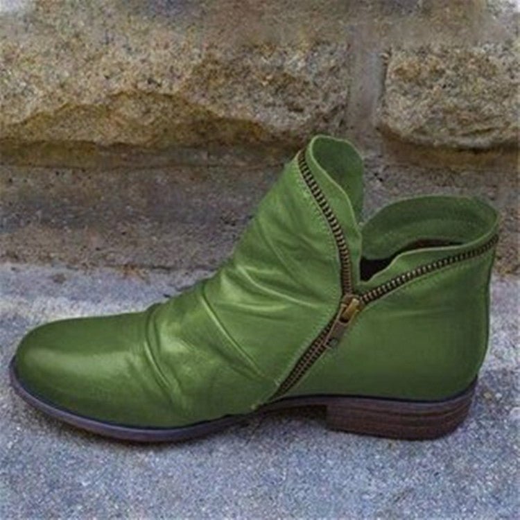 Vianne™ - Leather ankle boots with zipper closure