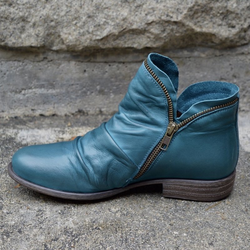 Vianne™ - Leather ankle boots with zipper closure