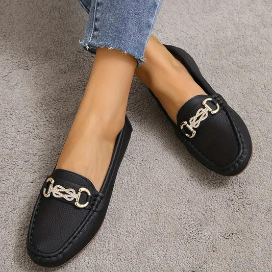 Women's Rhinestone Buckle Flat Shoes | Hanny Loafers