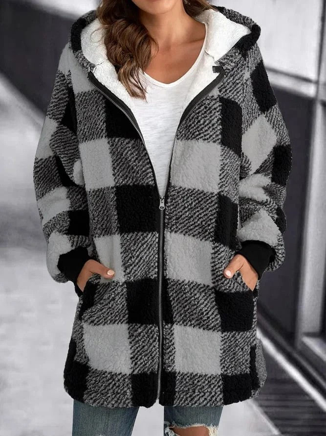 Jess | Oversized Hoodie Check Loose Jacket