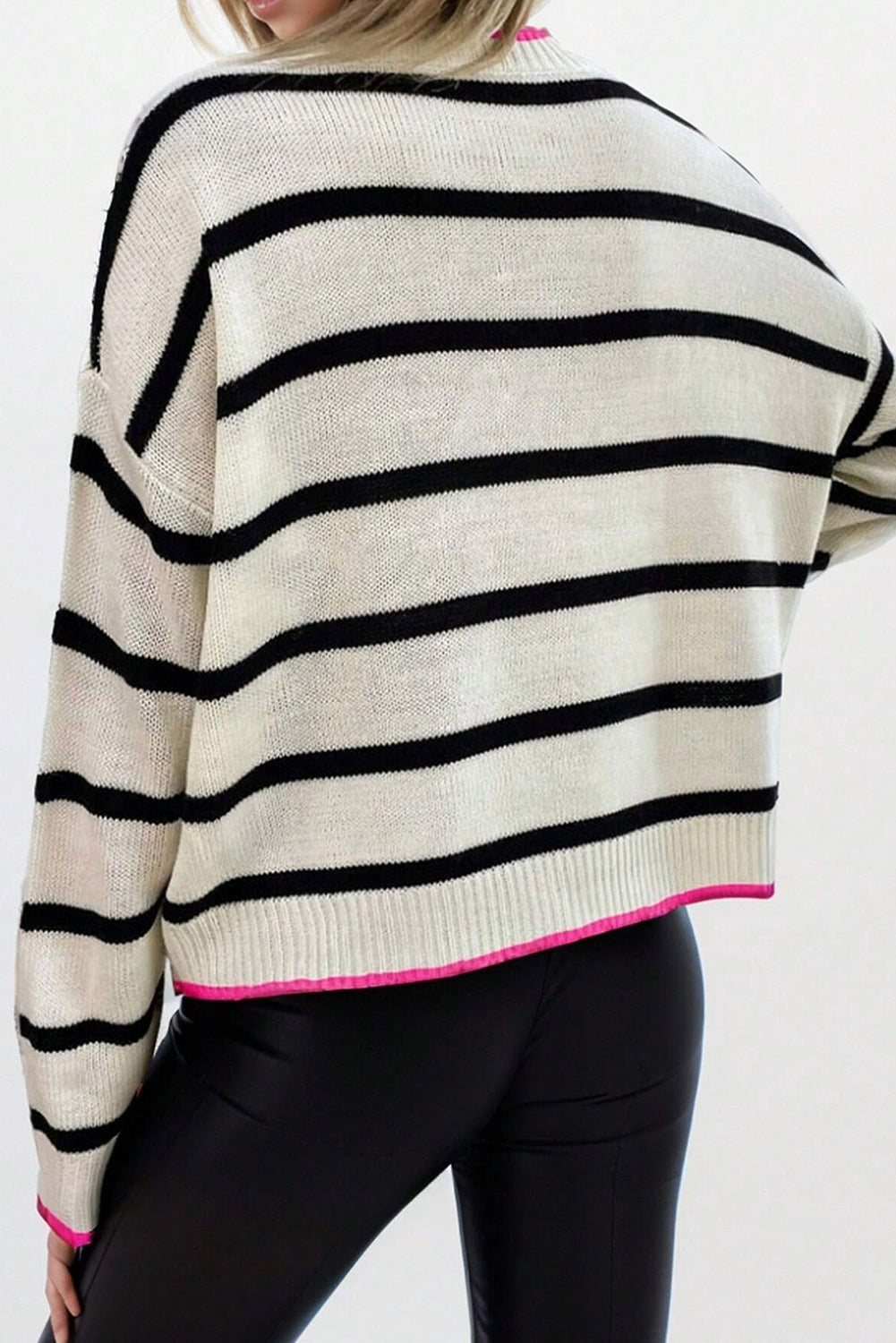 Graciela | Trendy and classic striped jumper with pink lining