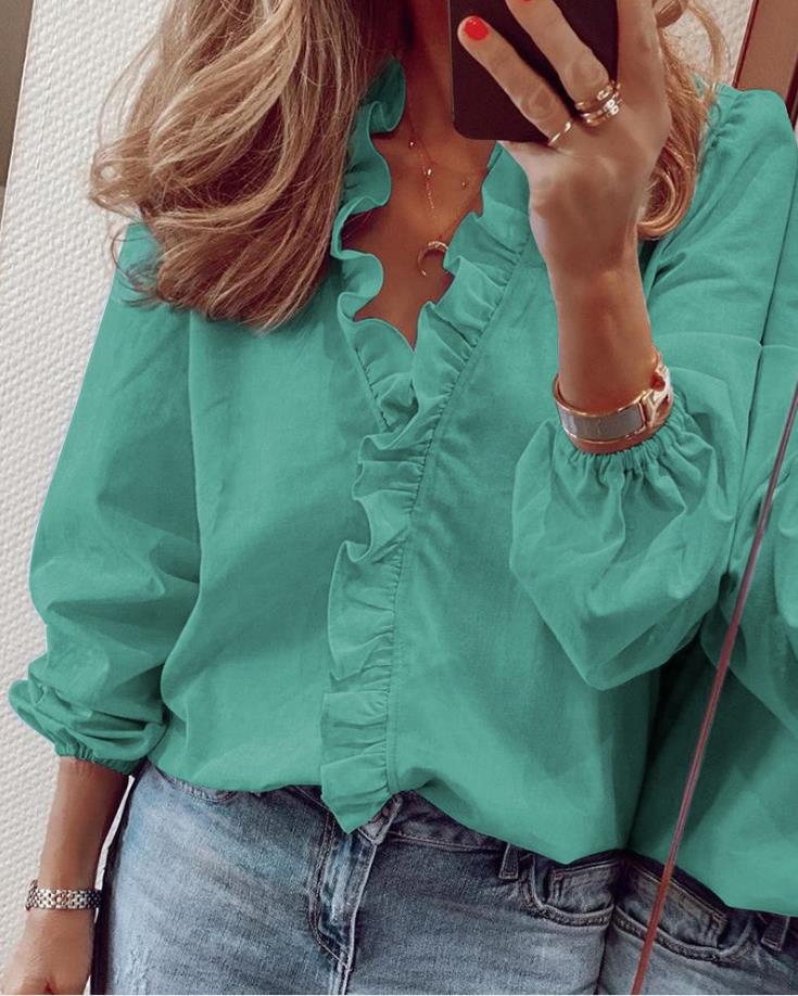 CLARISSE | V-neck blouse with ruffles